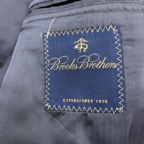 Brooks Brothers Blazer Men 40L Gray White Pinstripe Super 110s Wool VTG - Picture 11 of 14